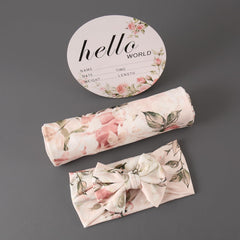 Galabloomer soft knit blanket fabric provides gentle stretch for comfortable swaddling.