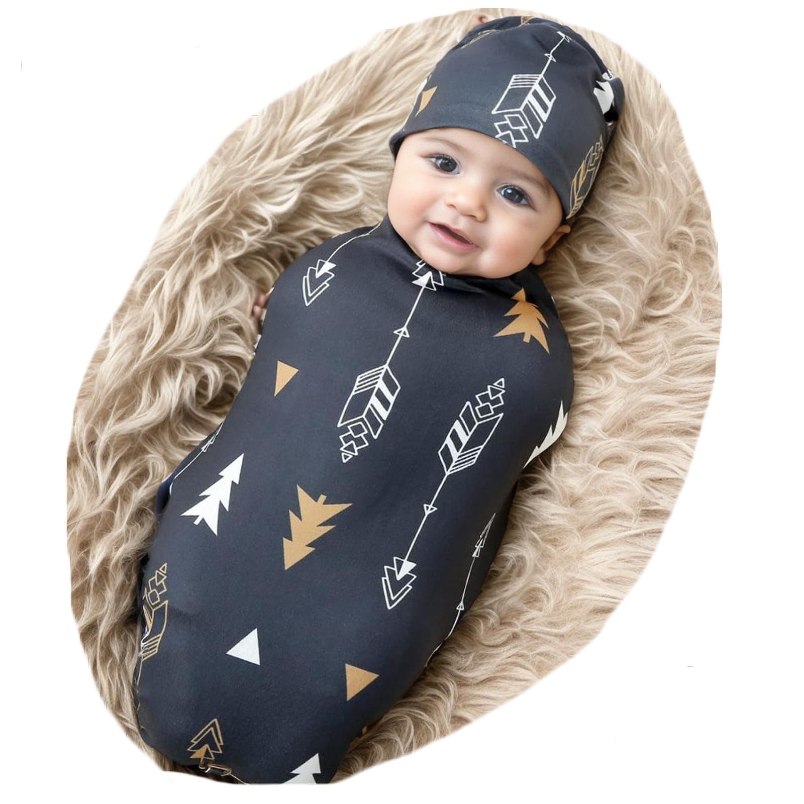 Galabloomer newborn swaddle blanket rainbow with gold arrow for cozy swaddling