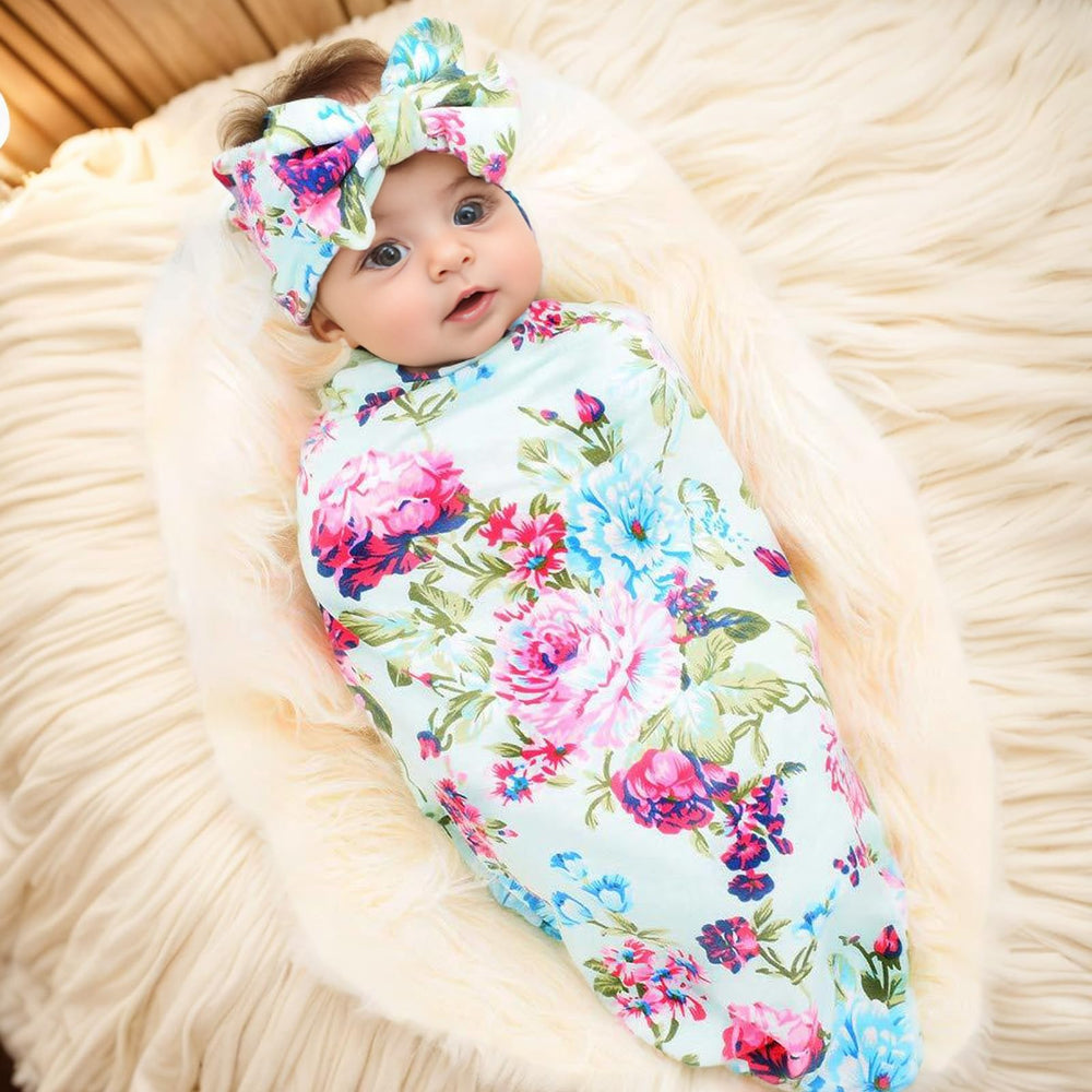 Galabloomer flower-print blanket close-up showing soft-knit texture for gentle comfort.