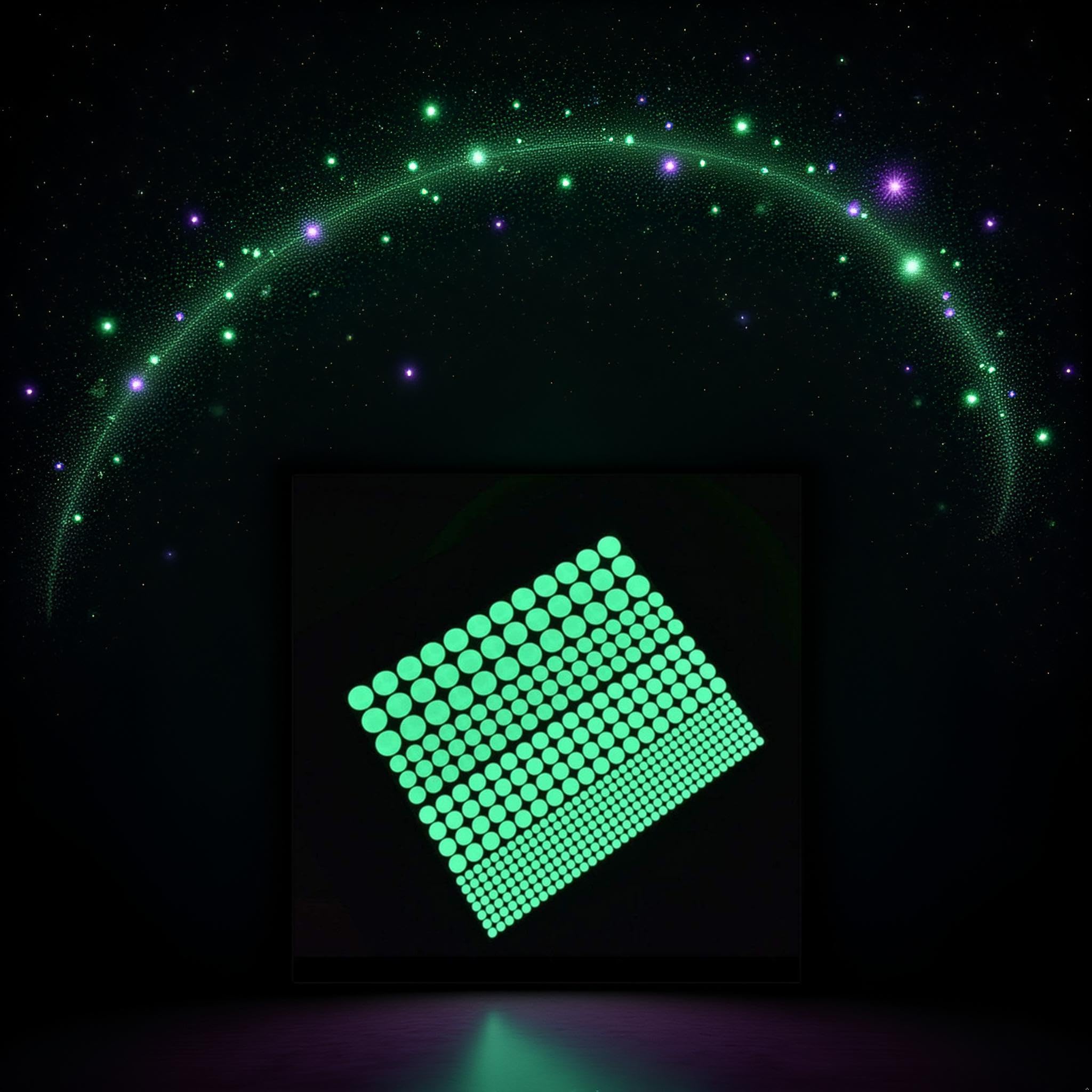 Galyacht ceiling decal glow emits gentle light after dark.