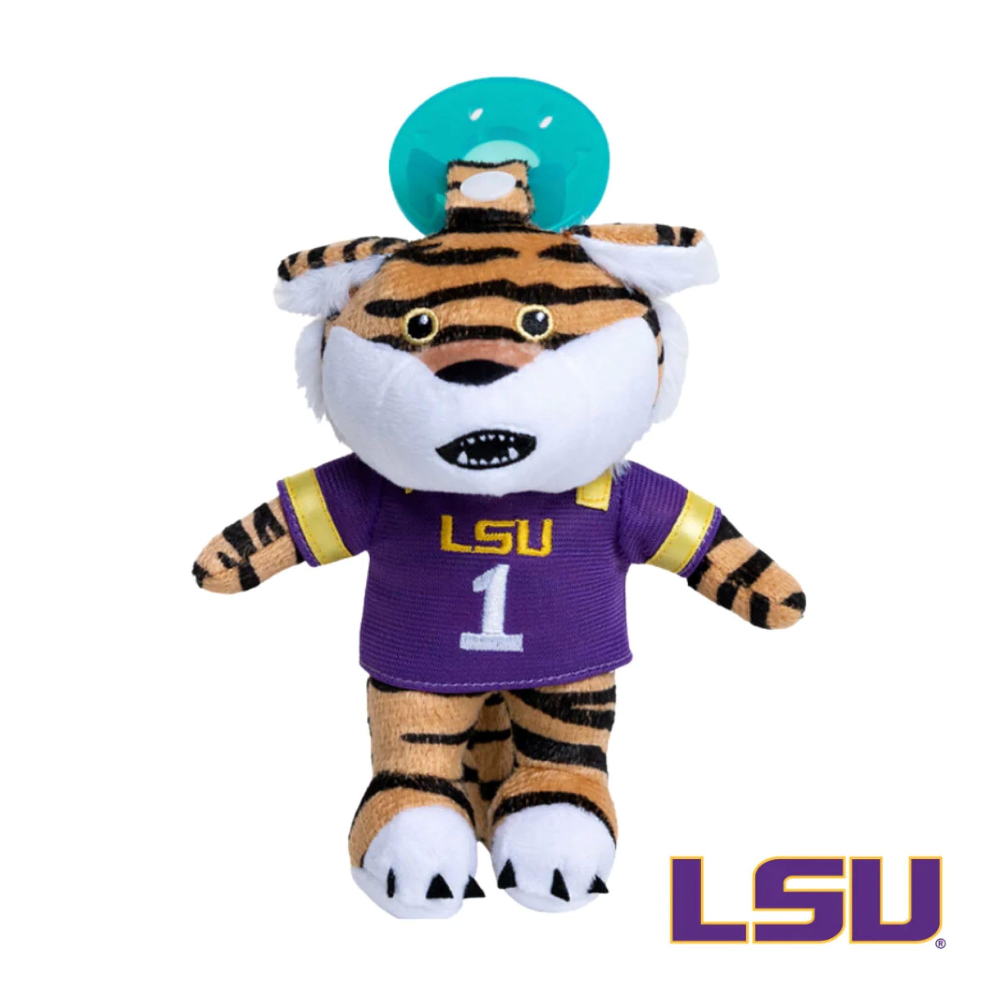 Gamezies LSU pacifier with soft silicone nipple for soothing tiny mouths.