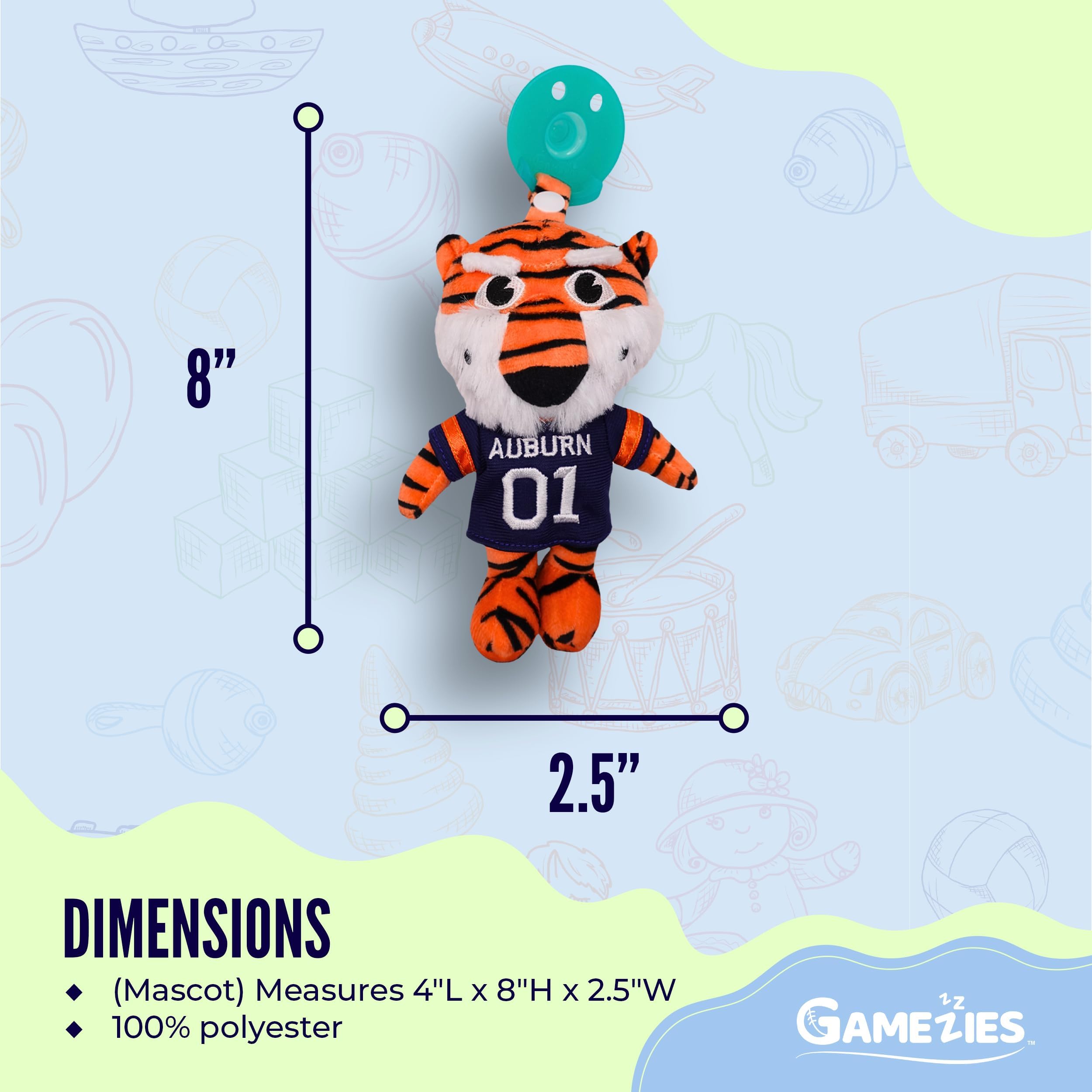 Gamezies pacifier with removable plush toy for easy washing and care
