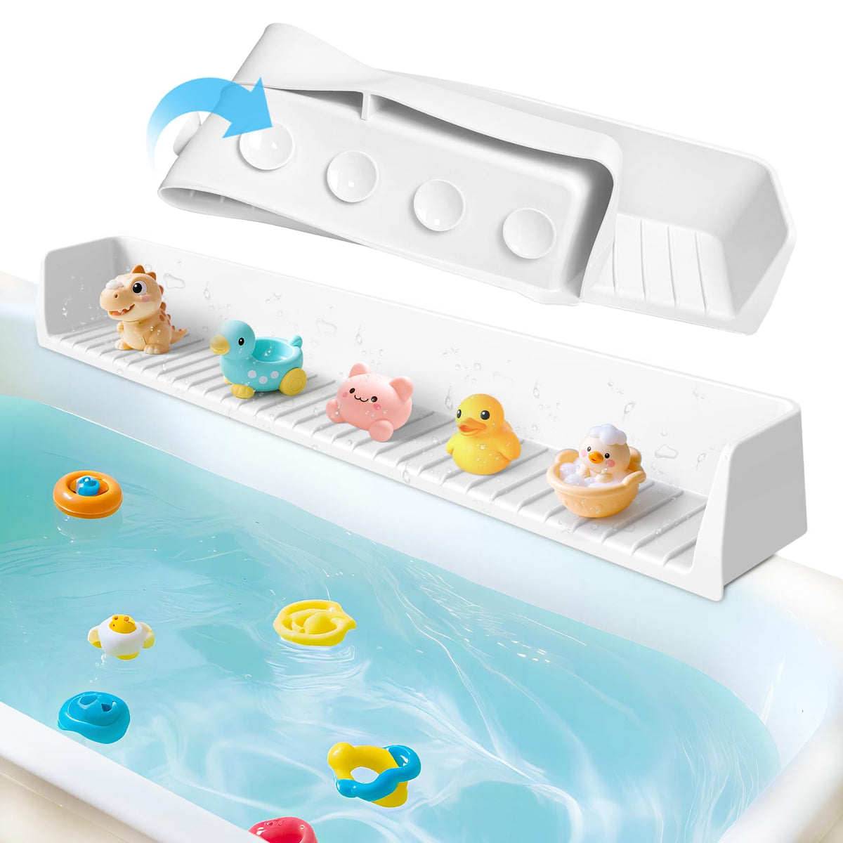 Ganaj Bathtub Splash Guard with 11 suction cups prevents water spills.