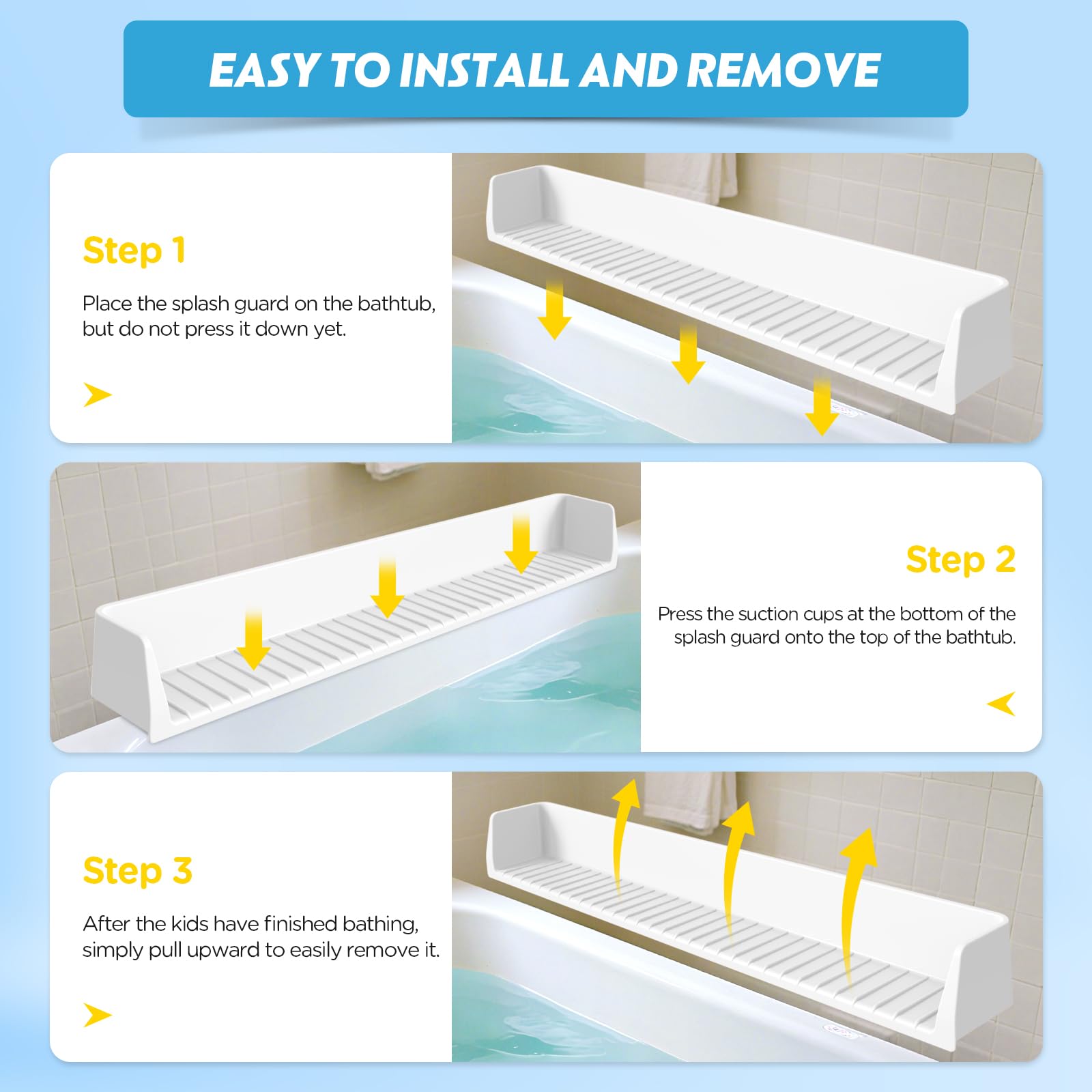 Ganaj bath time guard helps keep floors dry and tidy.