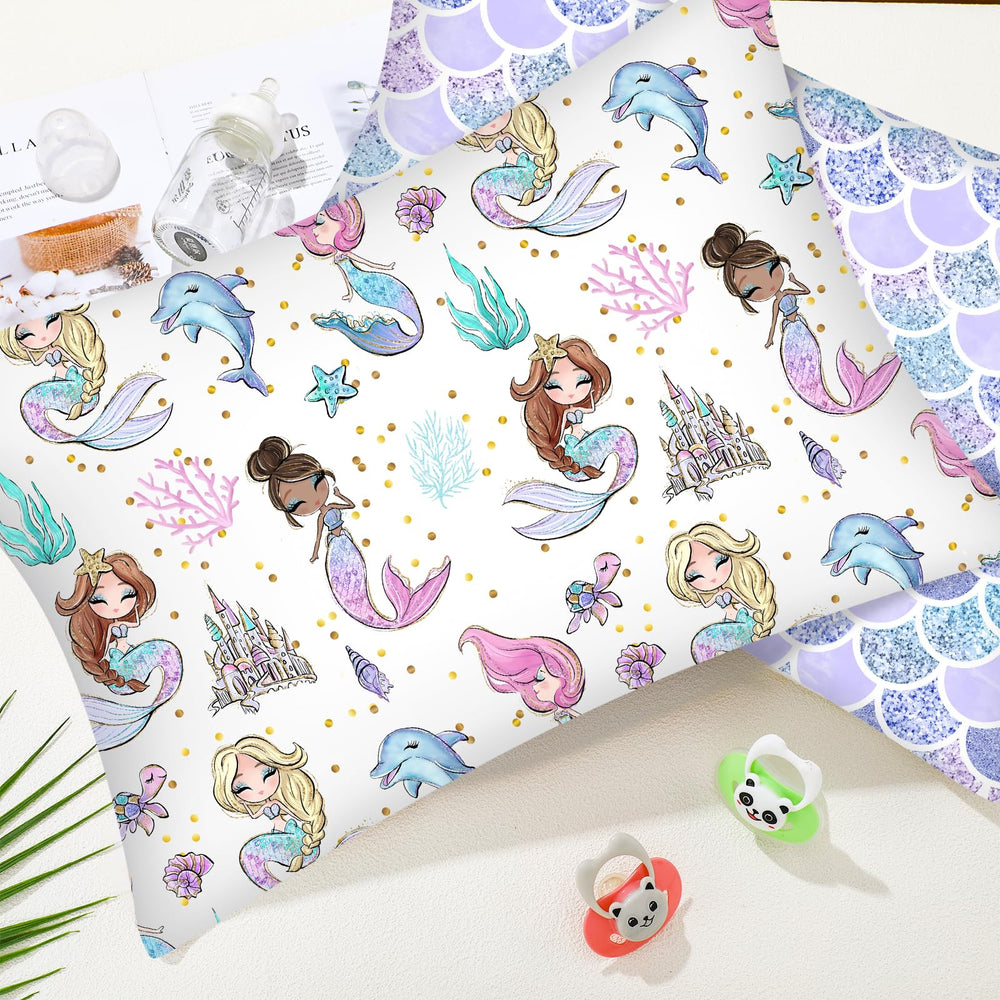 Ganeen mermaid print close-up showing playful, kid-friendly design