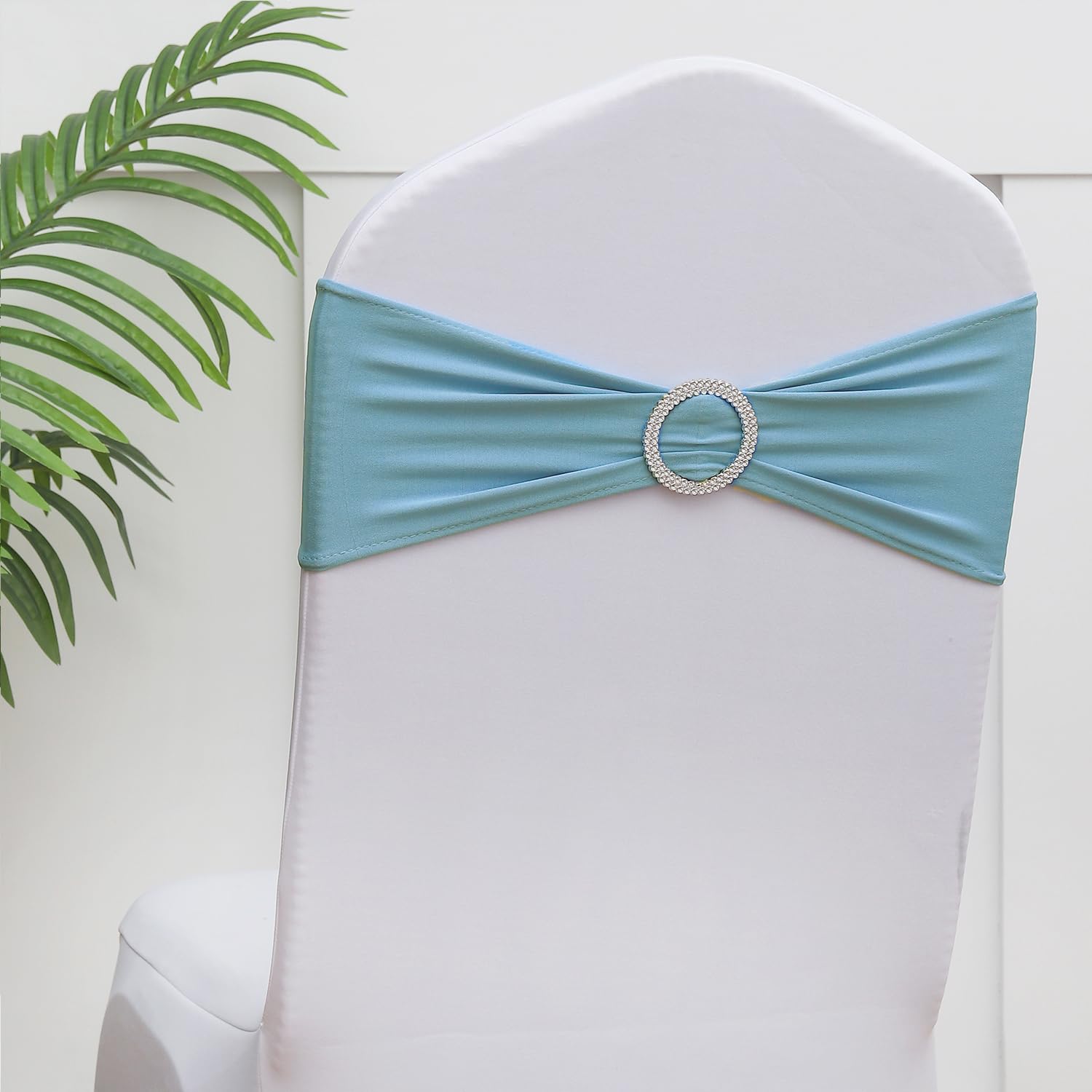  washable, ironable baby blue chair sash for reuse after events.