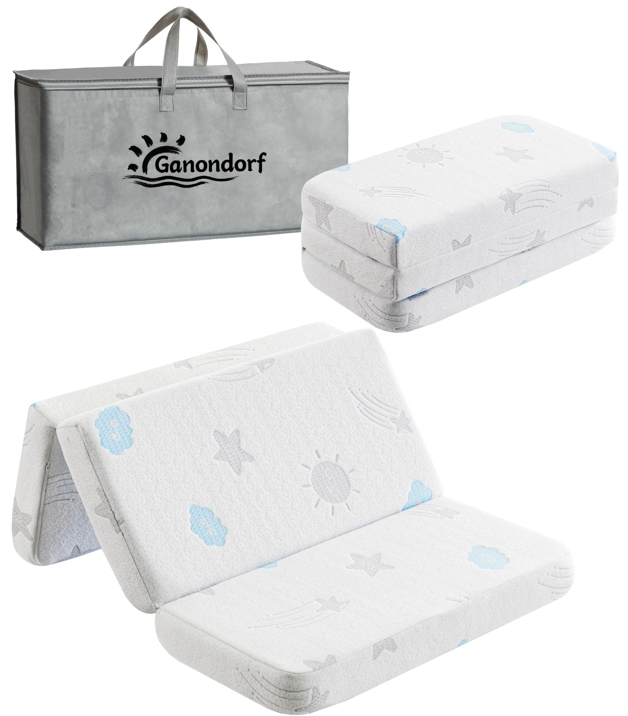 Ganondorf pack-n-play mattress 38x26, tri-fold design for easy storage and travel.