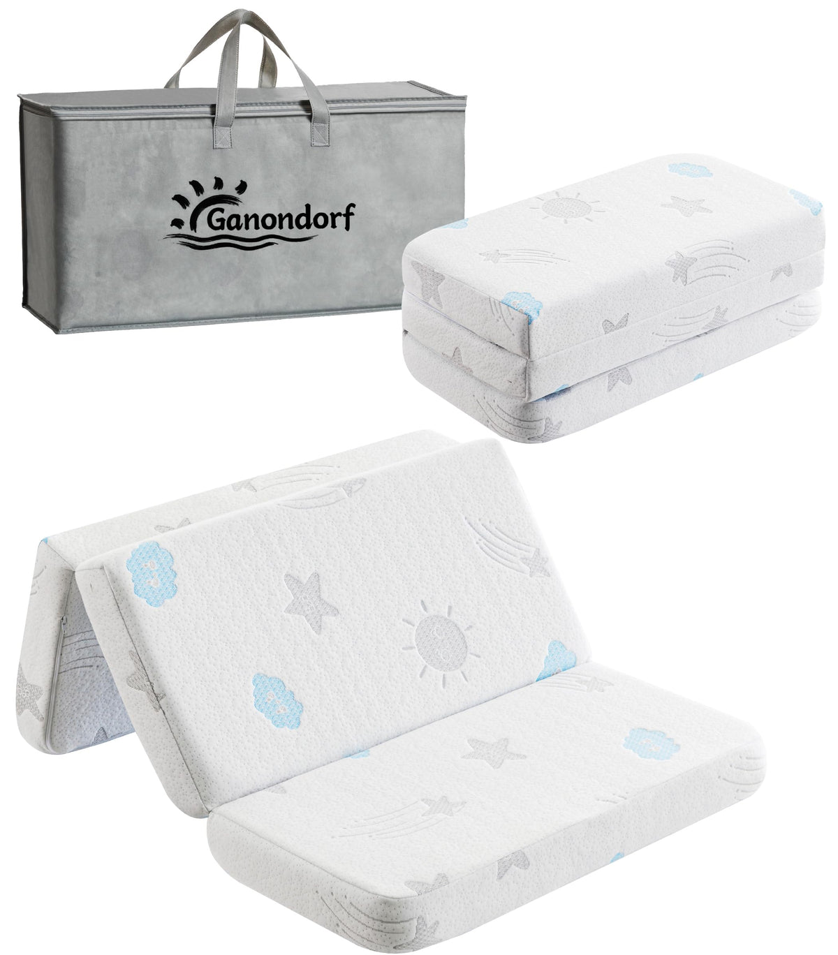 Ganondorf pack-n-play mattress 38x26, tri-fold design for easy storage and travel.