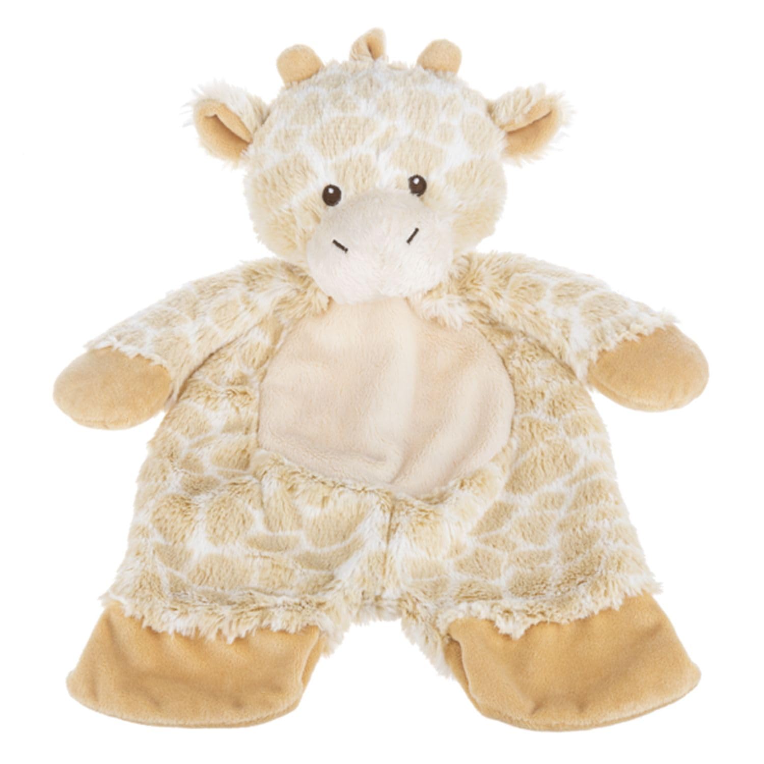 Ganz Butterscotch Giraffe Flat-A-Pat blanket with stuffed head for cozy baby snuggles