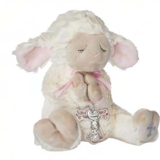 Ganz Serenity pink lamb texture closeup highlights plush softness.