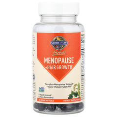 Garden of Life Herbals Menopause label featuring non-GMO, vegan, and gluten-free certifications.