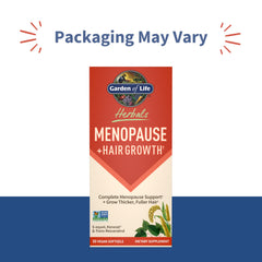 Garden of Life Herbals Menopause softgel closeup showing convenient one-per-day dose.
