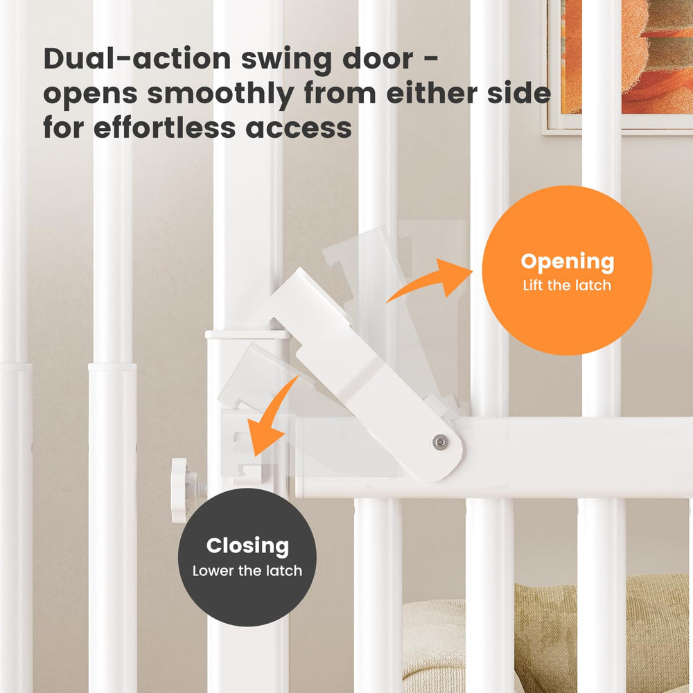 Gardner Pet pressure-mount installation demonstrating tool-free setup.