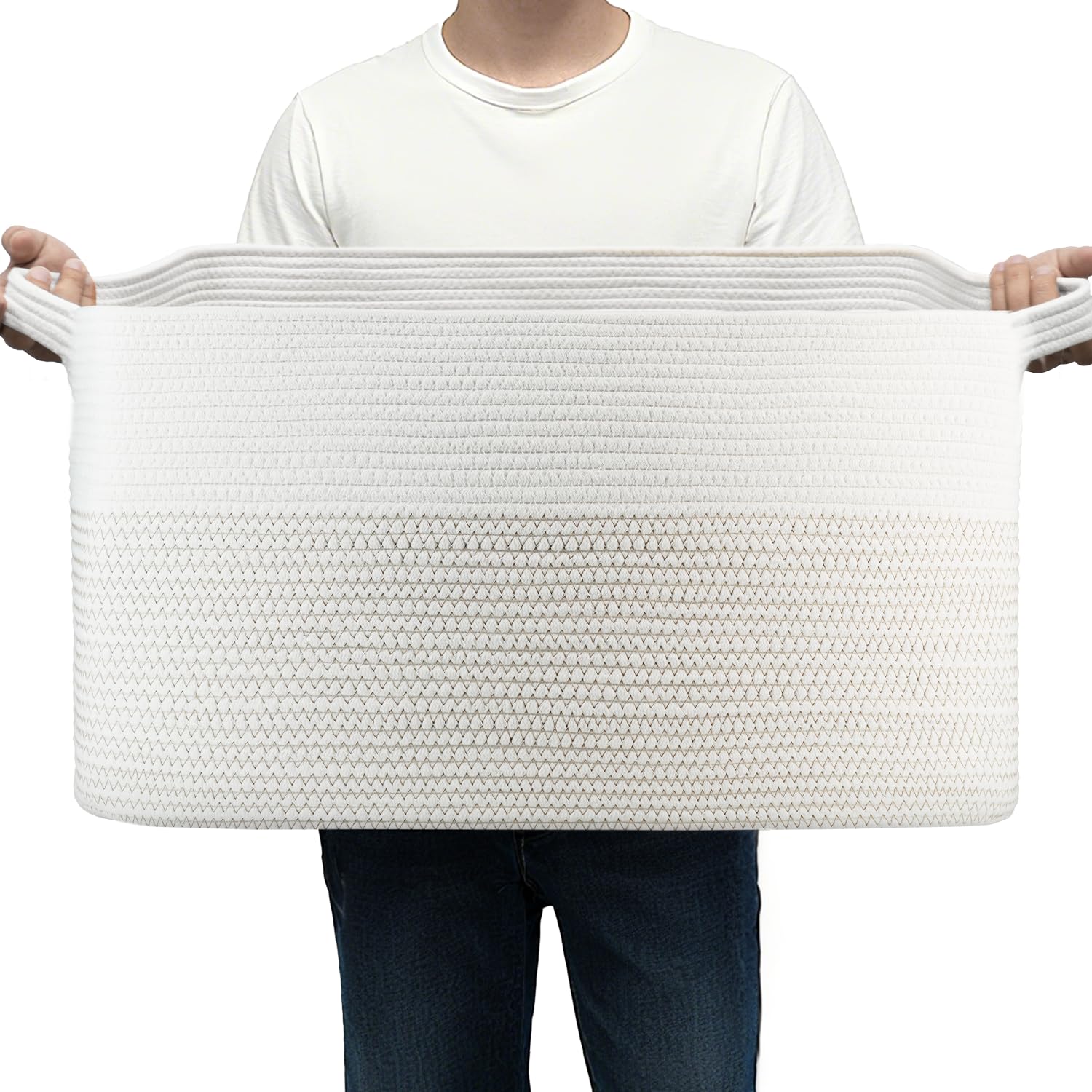 Garlephant 75L cotton rope basket with soft texture for cozy living room storage.
