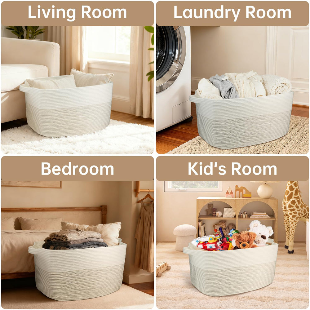Garlephant basket with reinforced handles for easy transport between rooms.