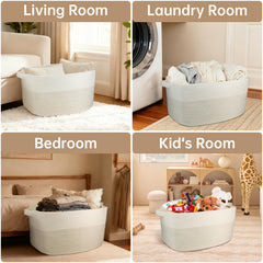 Garlephant basket with reinforced handles for easy transport between rooms.