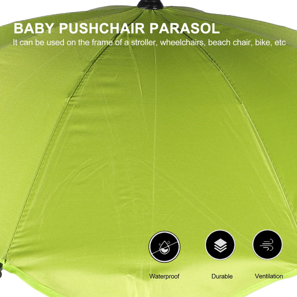 Garneck universal-clamp-attachment fits strollers, wheelchairs, and beach chairs.