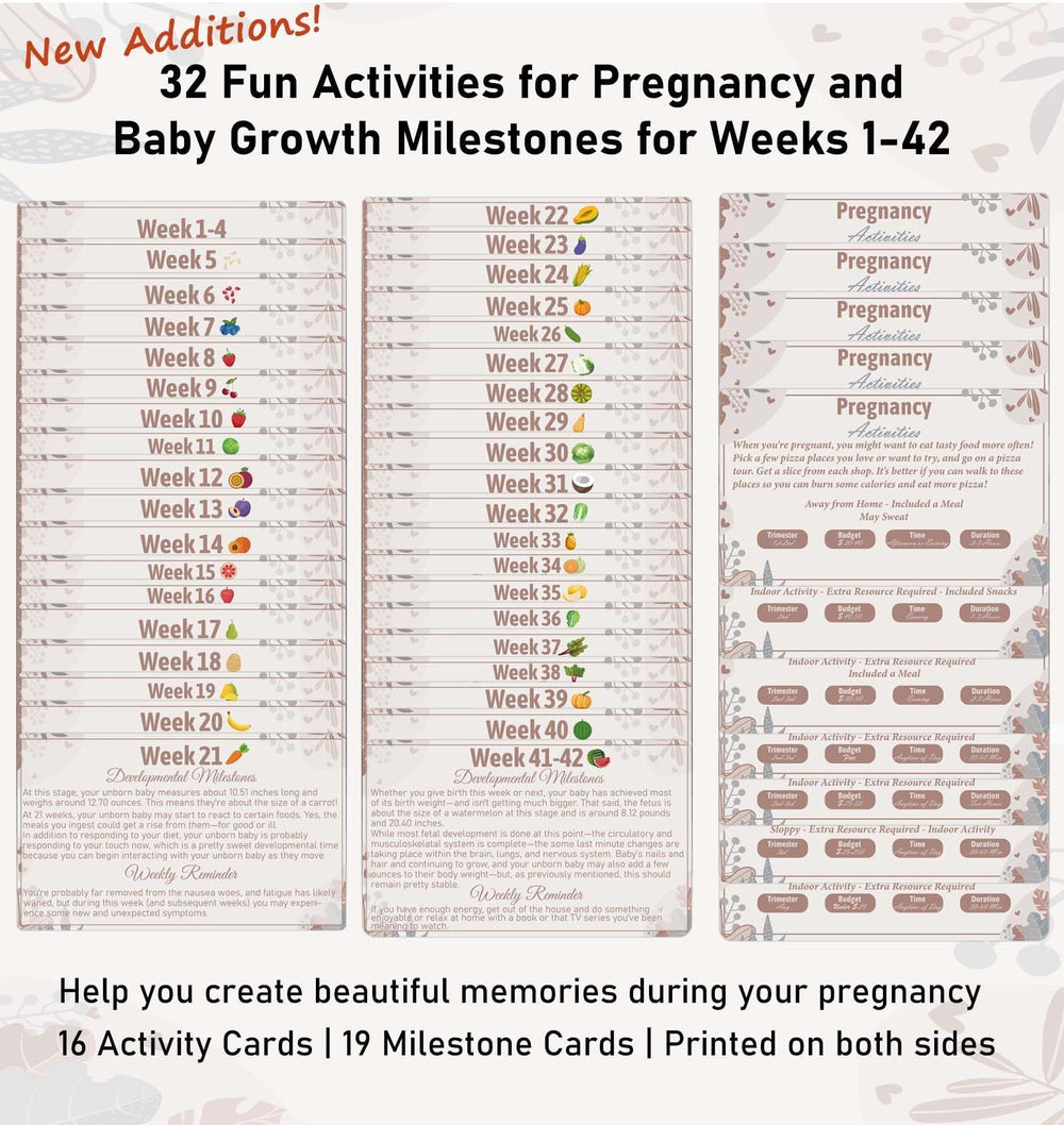 Garybank Week-by-Week milestone cards track baby's growth from 1 to 42 weeks.