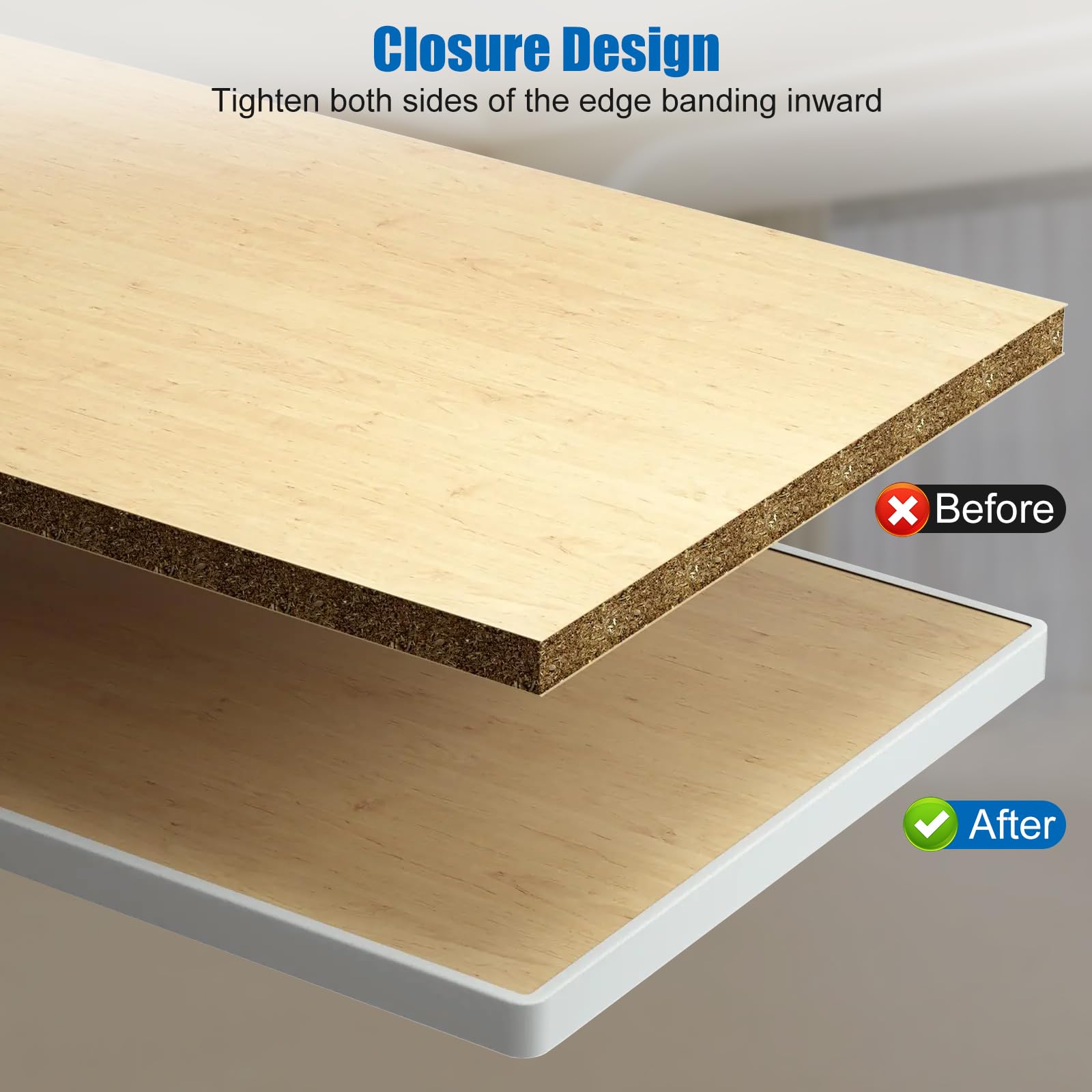 Gatyagff veneer-friendly trim sticks firmly on wood and veneer surfaces.