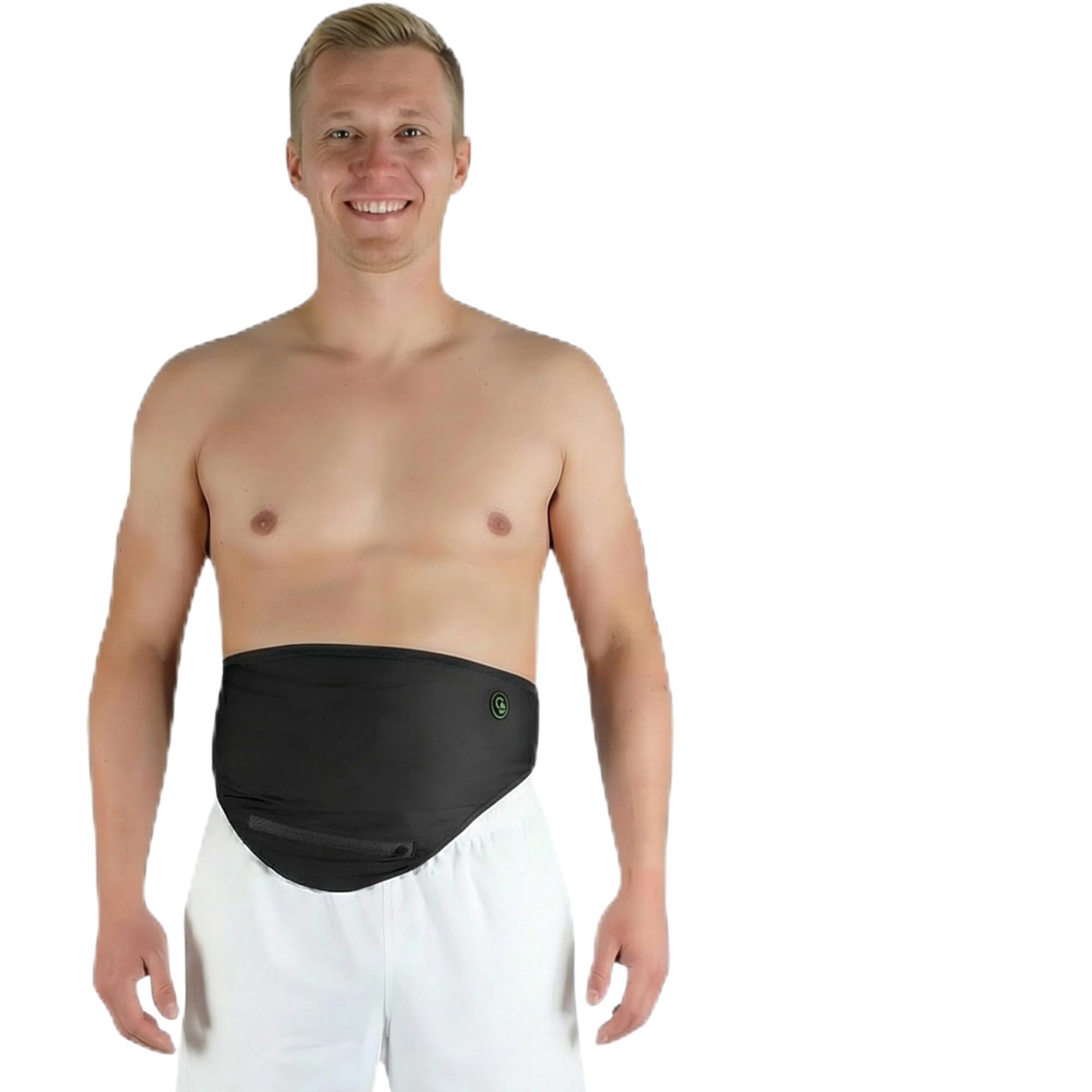 GBmates ostomy belt premium breathable black fabric for discreet all-day comfort.