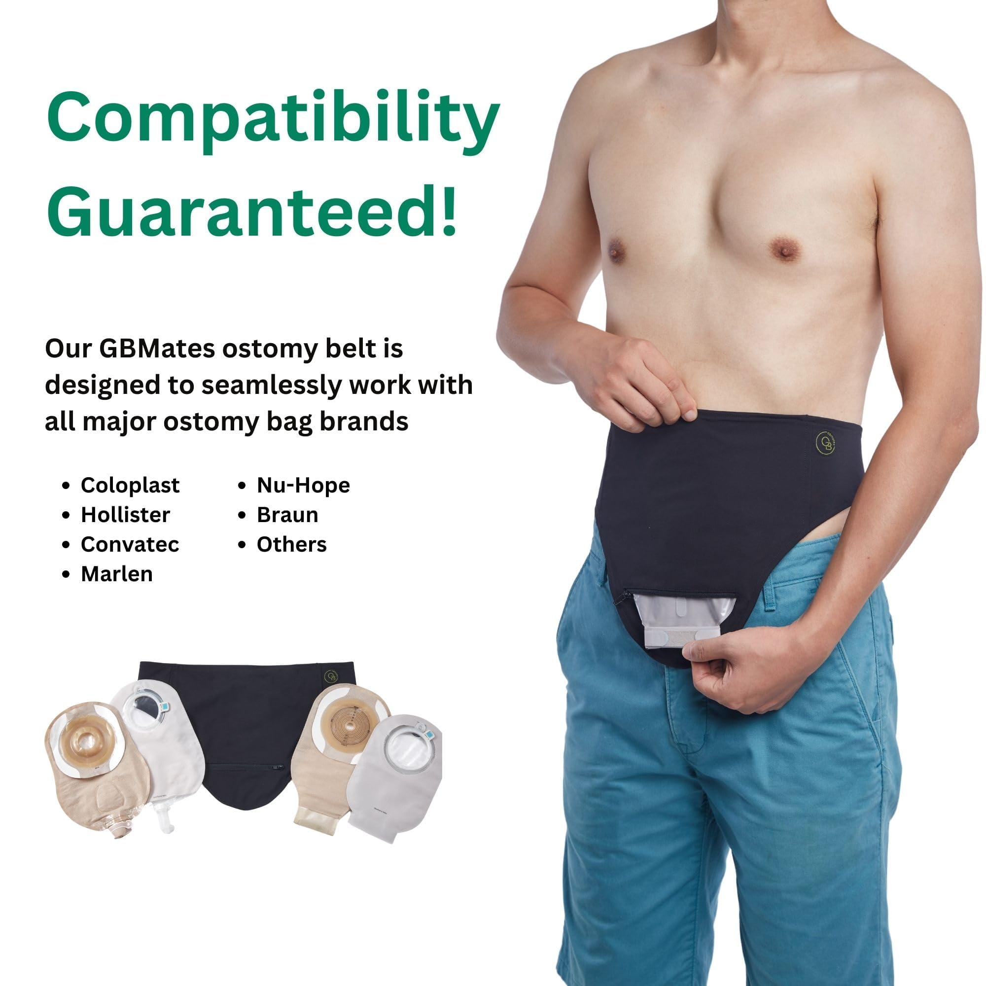 GBmates Ostomy Belt water-repellent finish keeps moisture away.