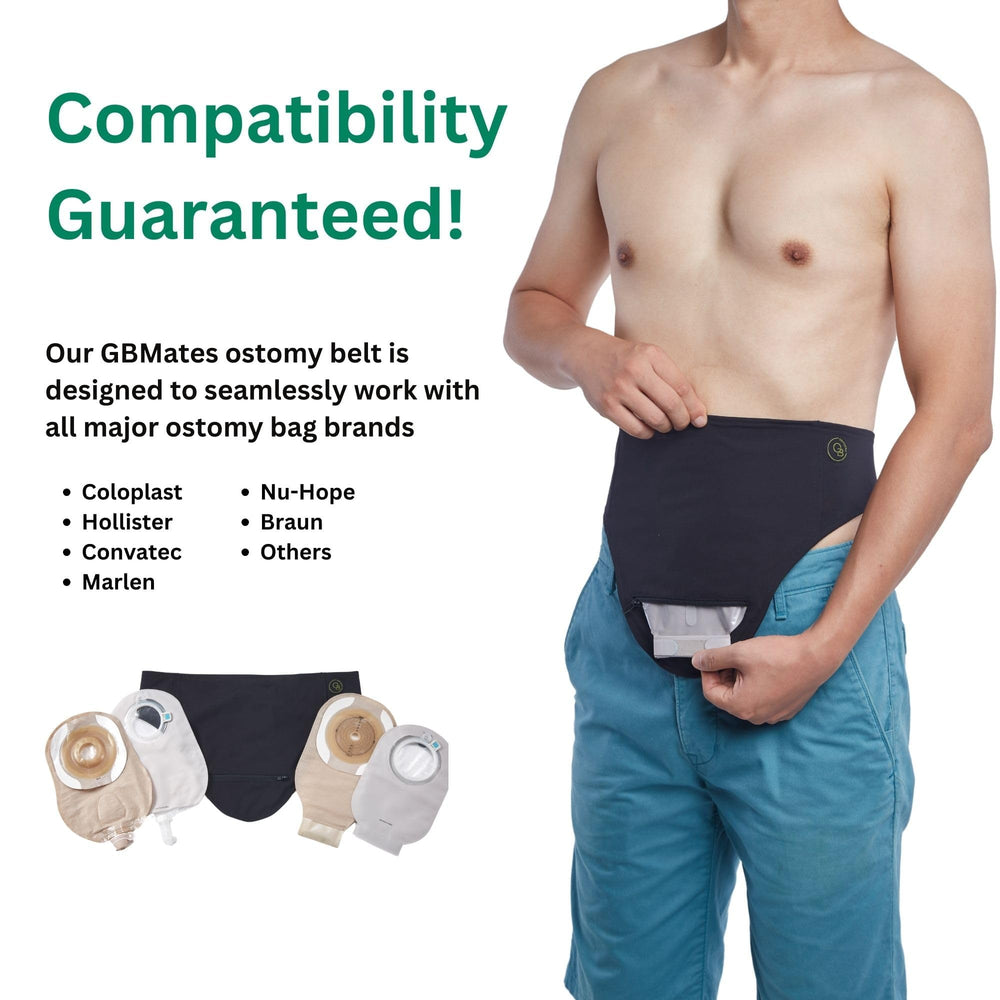GBmates Ostomy Belt water-repellent finish keeps moisture away.