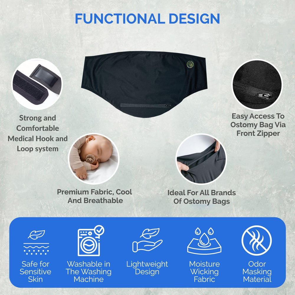 GBmates ostomy wrap with high-stretch straps adapts to plus sizes and standard fits.