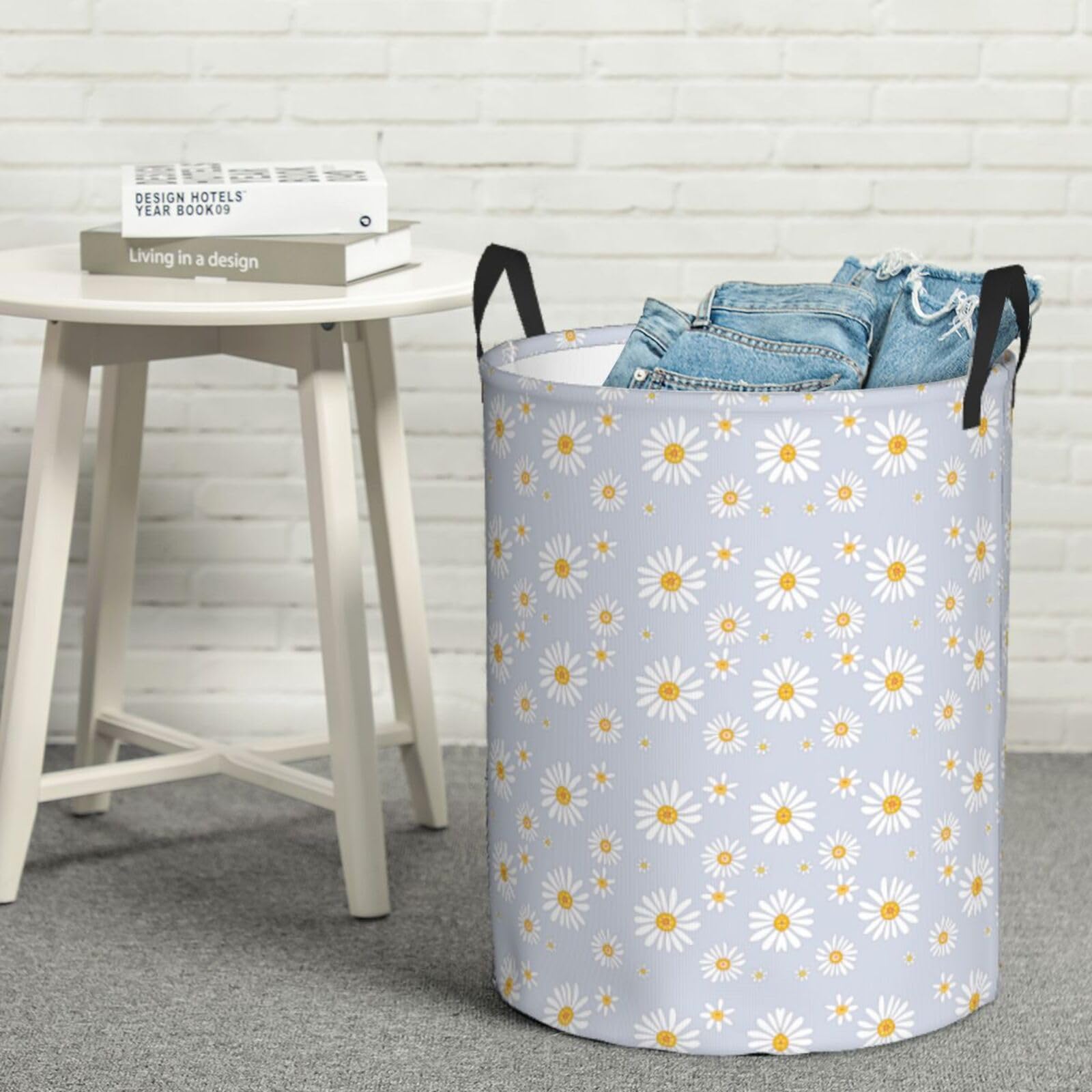 Gbuzozie round hamper in closet helps declutter clothes