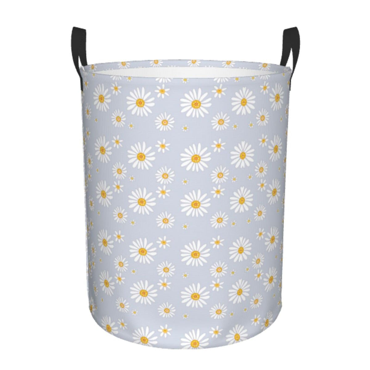 Gbuzozie Daisy Flowers round laundry hamper front view with spacious 62L capacity
