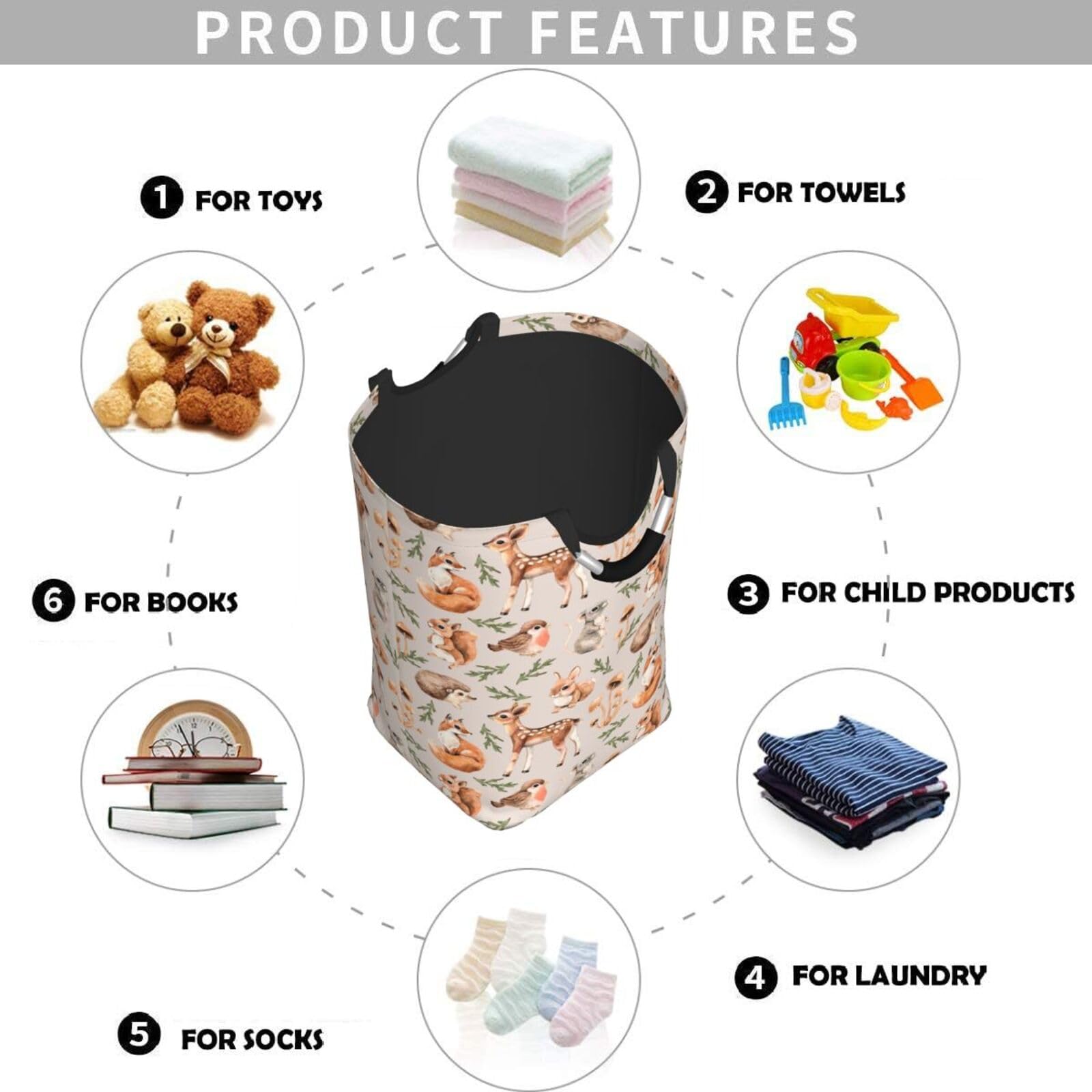 Gbuzozie Forest Little Animals laundry hamper with hedgehog motif stores books and toys