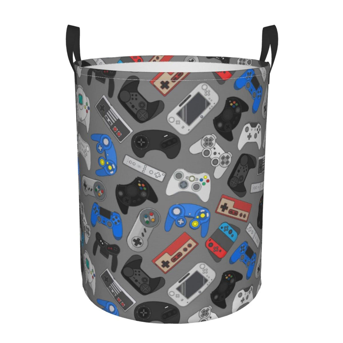 Gbuzozie gaming-theme round laundry hamper helps dorm rooms stay tidy.