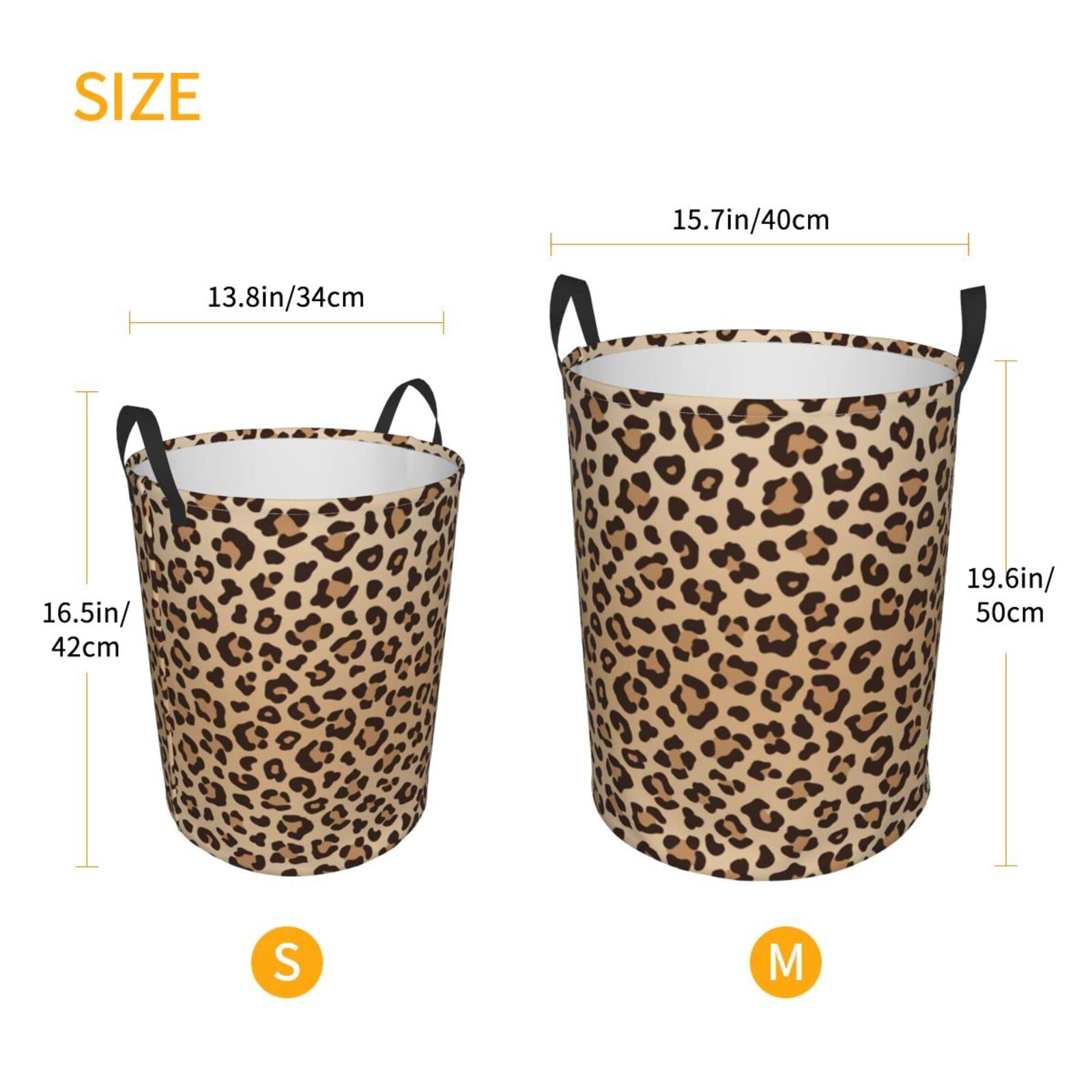 Gbuzozie leopard-print round laundry hamper folds flat to save space.