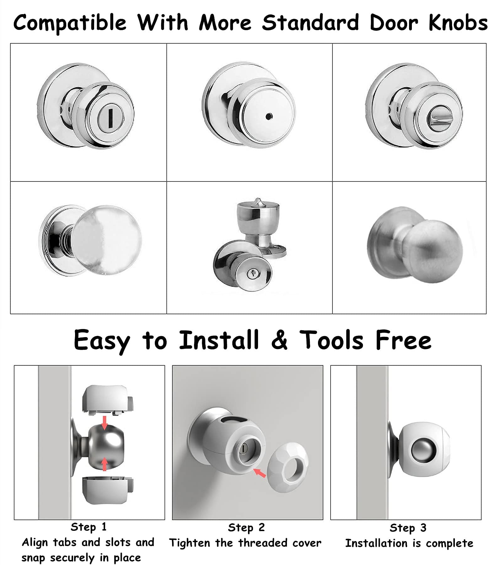 GCRQ 4-pack of door knob covers for whole-family safety and convenience.