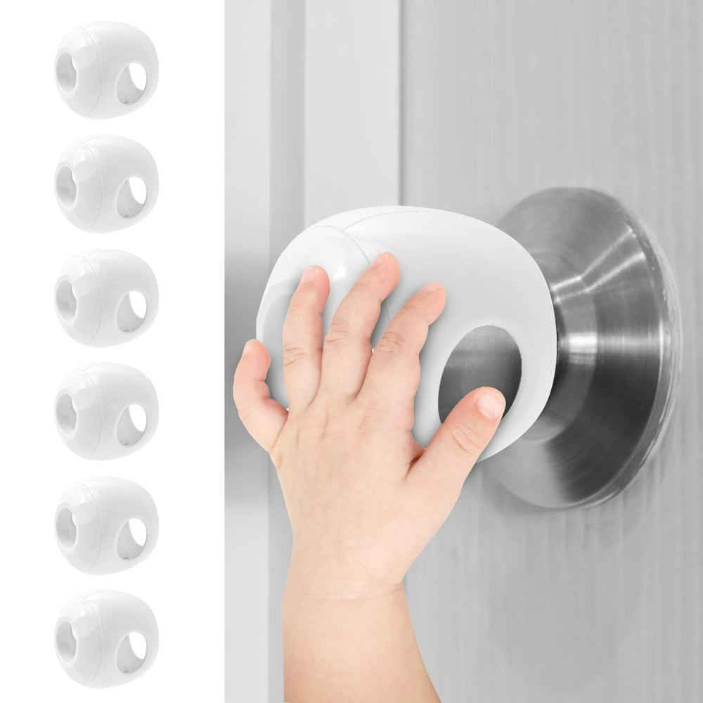 GCRQ universal-fit door knob covers shield doors from toddlers.
