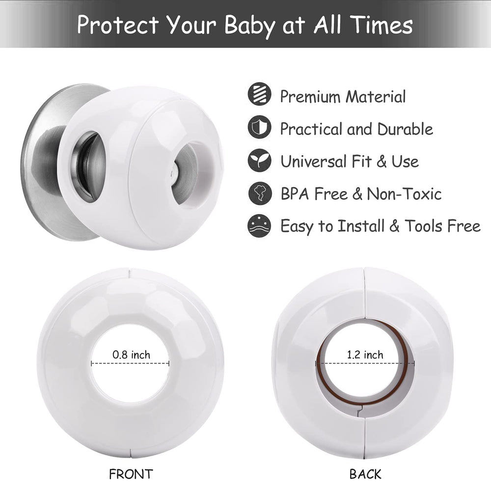 GCRQ Easy Grip Door Knob Covers shown with tool-free installation for busy parents.