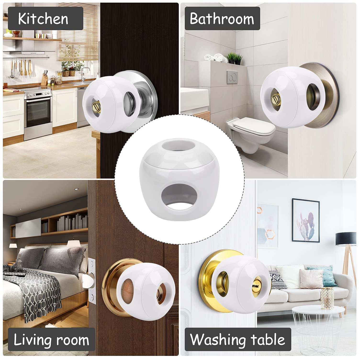 GCRQ Universal Fit Knob Covers fitting most door knobs for versatile use.