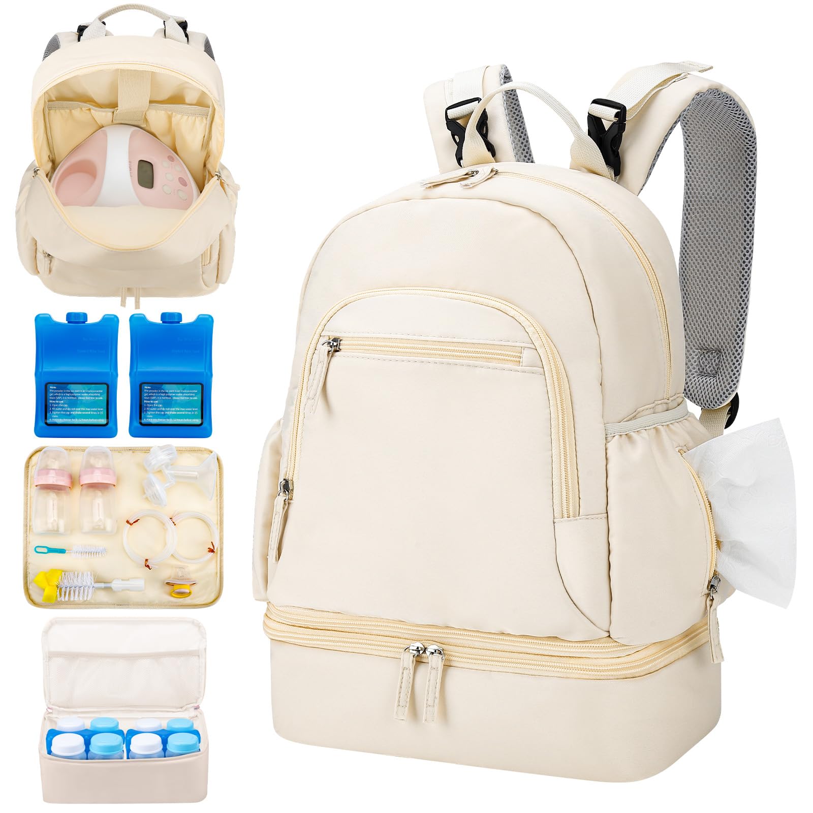 GDNasist breast pump backpack front view showing organized space