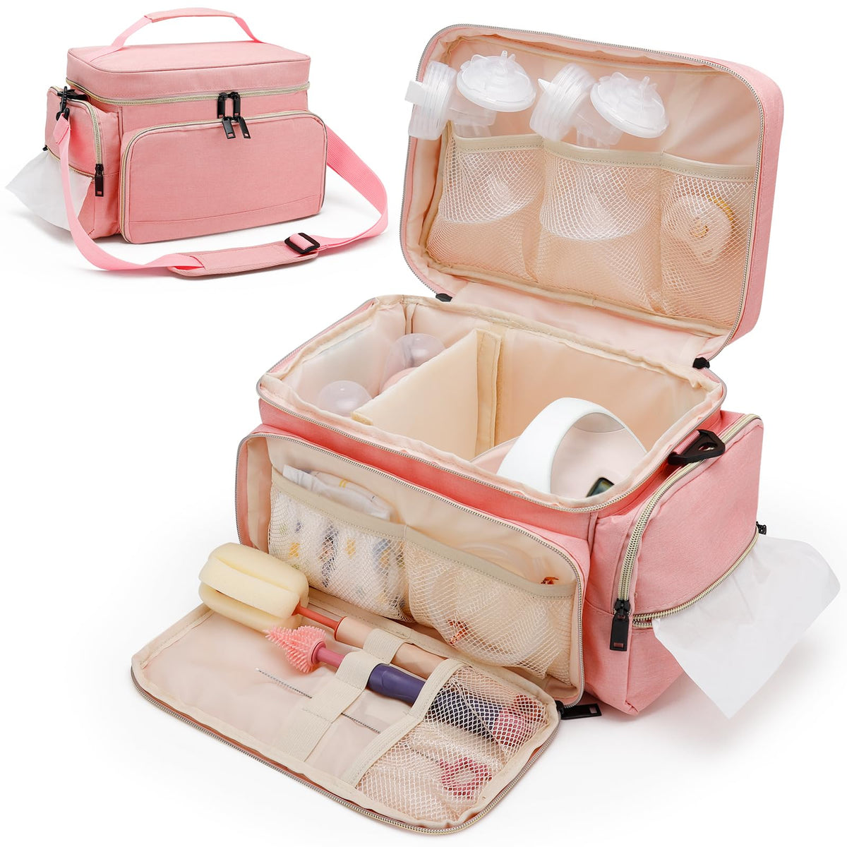 GDNasist breast pump bag material shows durable nylon and wipe-clean surface for easy cleaning.