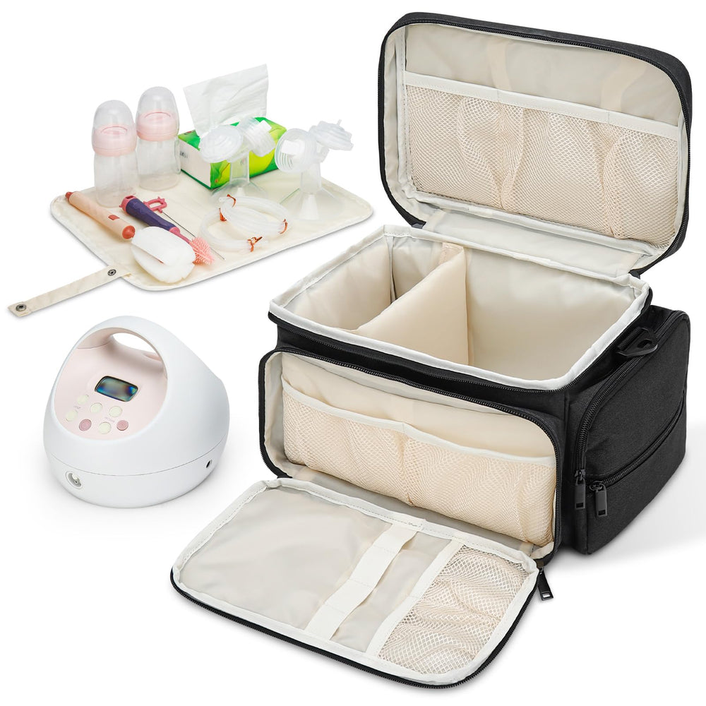GDNasist bag with removable partition adapts to pump and bottle layouts