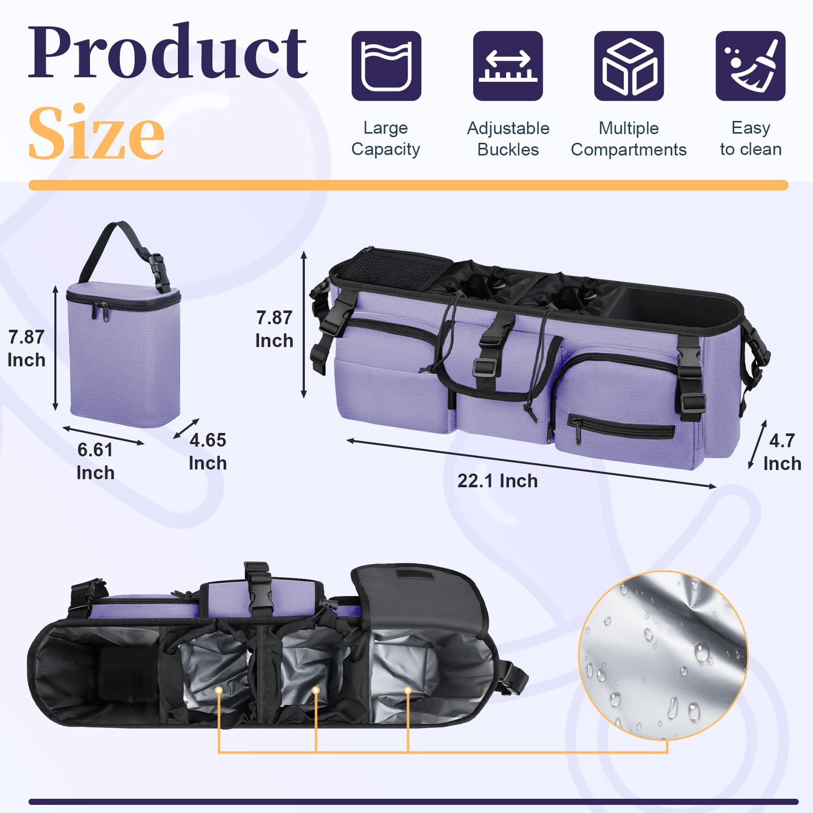 GDNasist large-capacity compartments store diapers, bottles, and toys