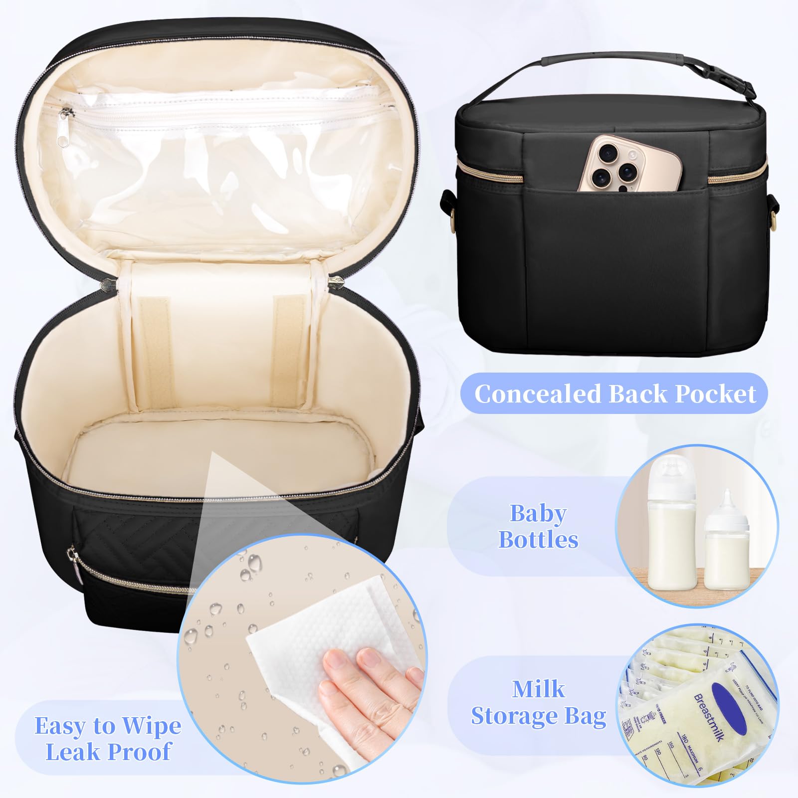 Removable dividers from GDNasist bag reconfigure space for bottles and gear.