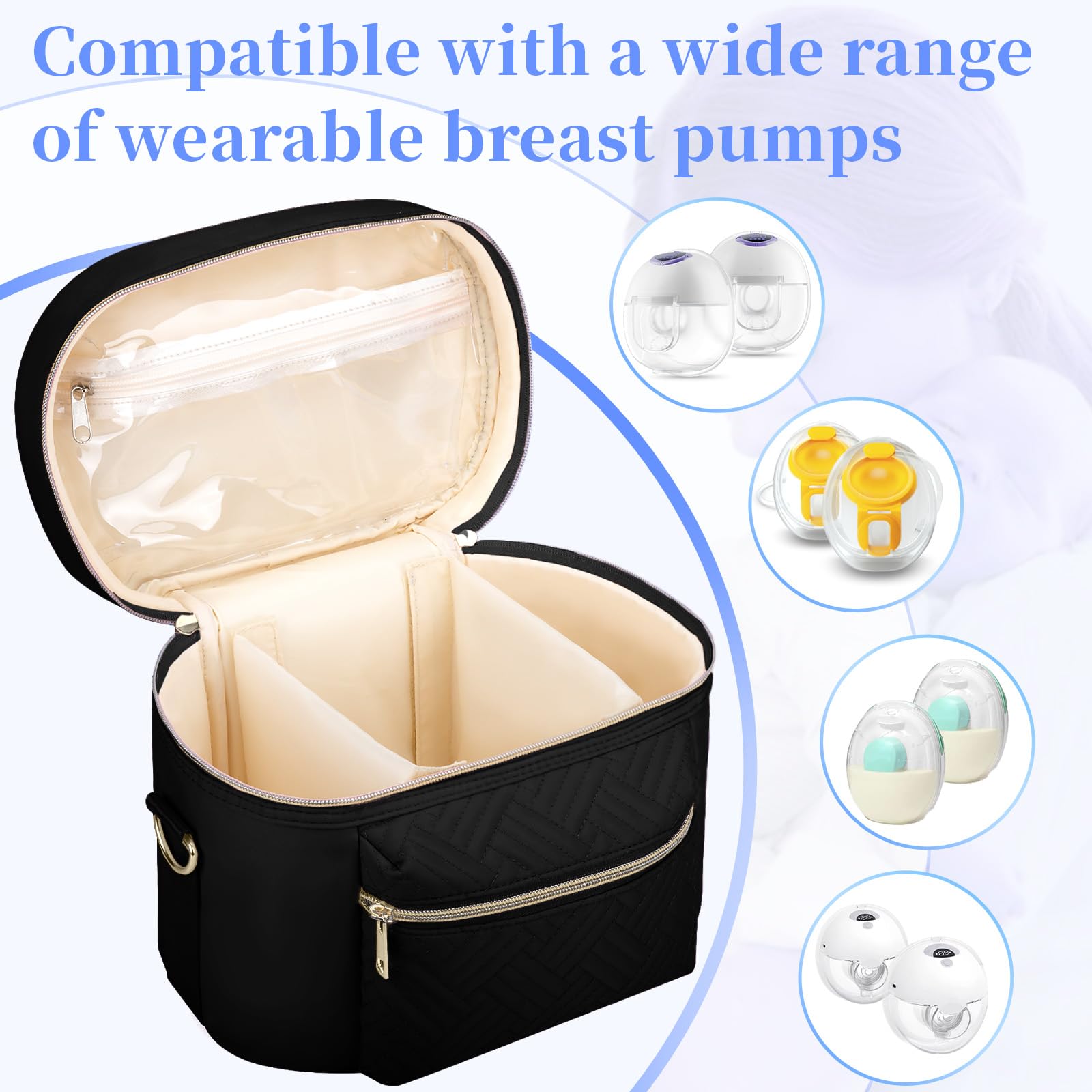 Two side pockets keep diapers and storage bags neatly organized in the GDNasist bag.