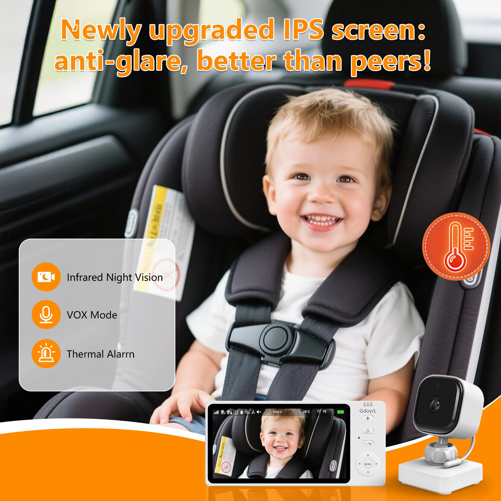 GdoyrL two-way-audio enables clear backseat conversations for caregivers.