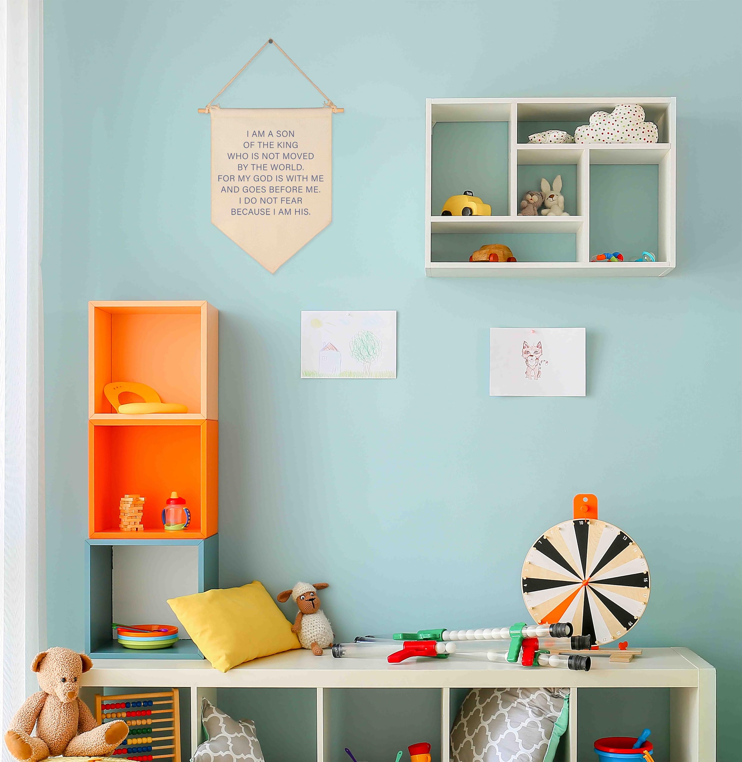 GEANHIL baby room banner adds soft texture to reading nooks and play areas.