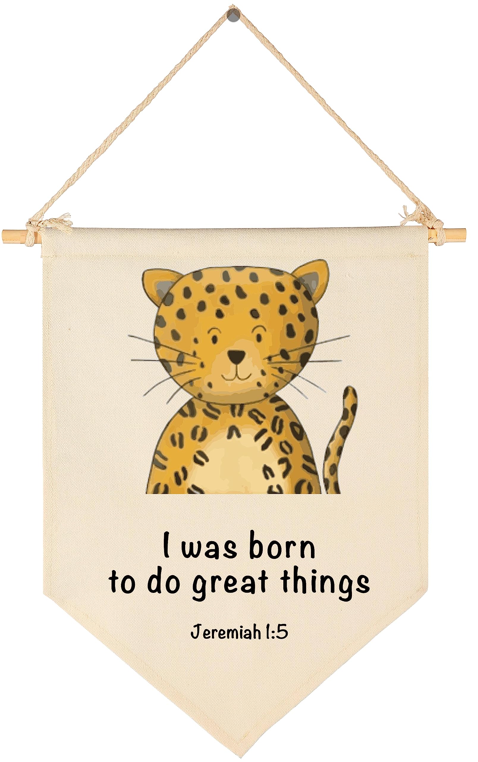 GEANHIL animal Christian nursery banner on cotton canvas adds warm focal point to baby's room