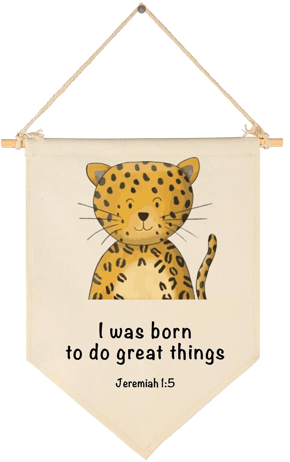 GEANHIL animal Christian nursery banner on cotton canvas adds warm focal point to baby's room