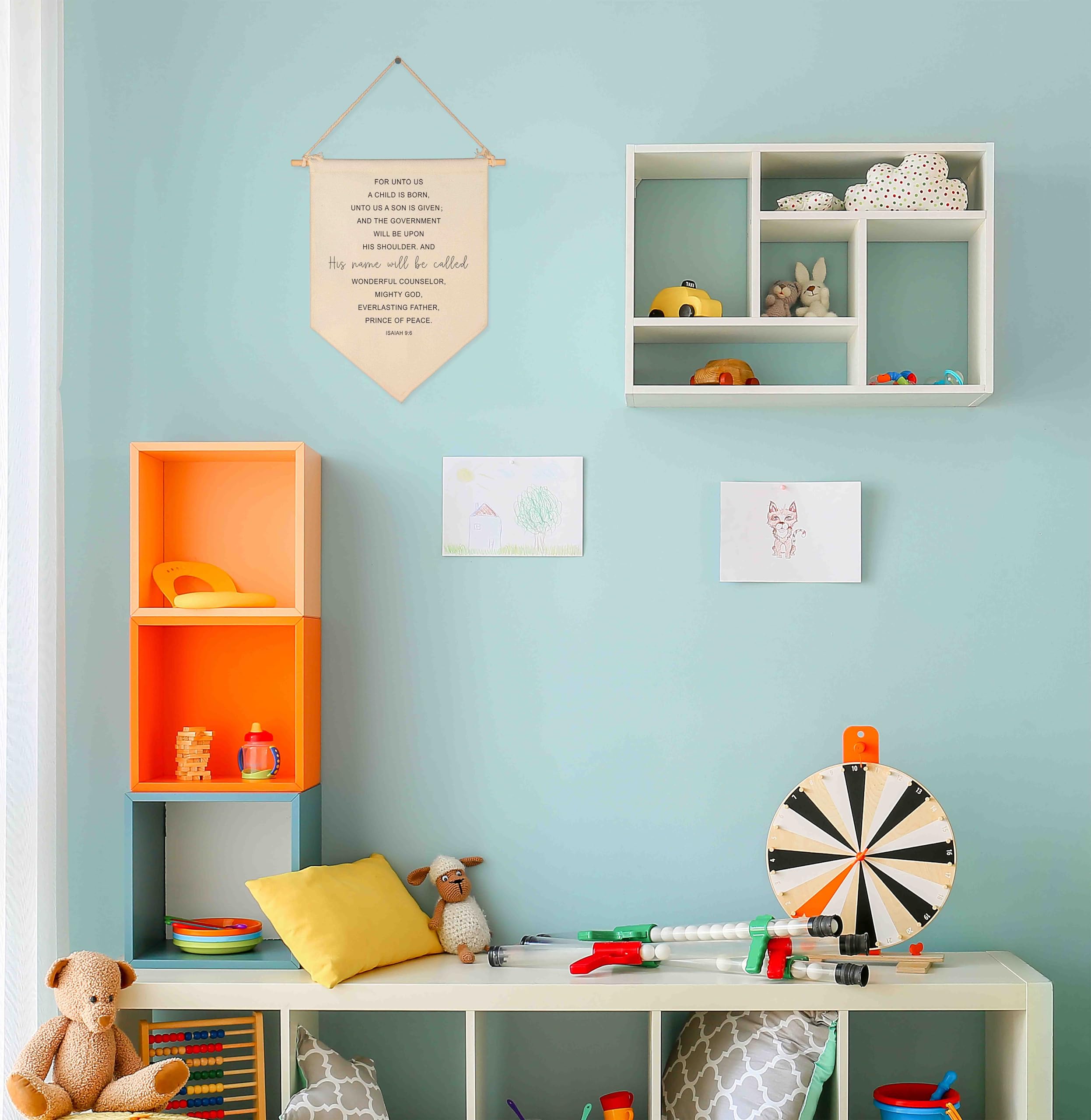GEANHIL Beige cotton canvas wall art, blends with any wall color.