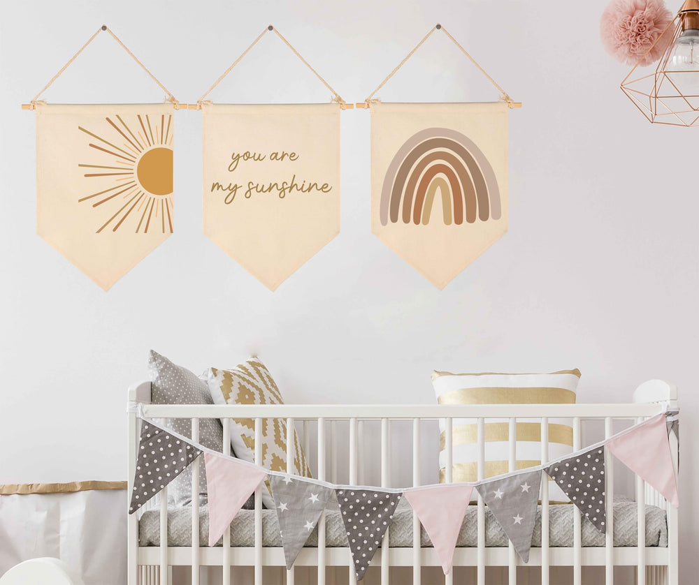 GEANHIL Set of three banners creates a coordinated nursery display.
