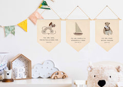 GEANHIL cotton canvas banner beige hanging in nursery or kids' room, creates warm ambience