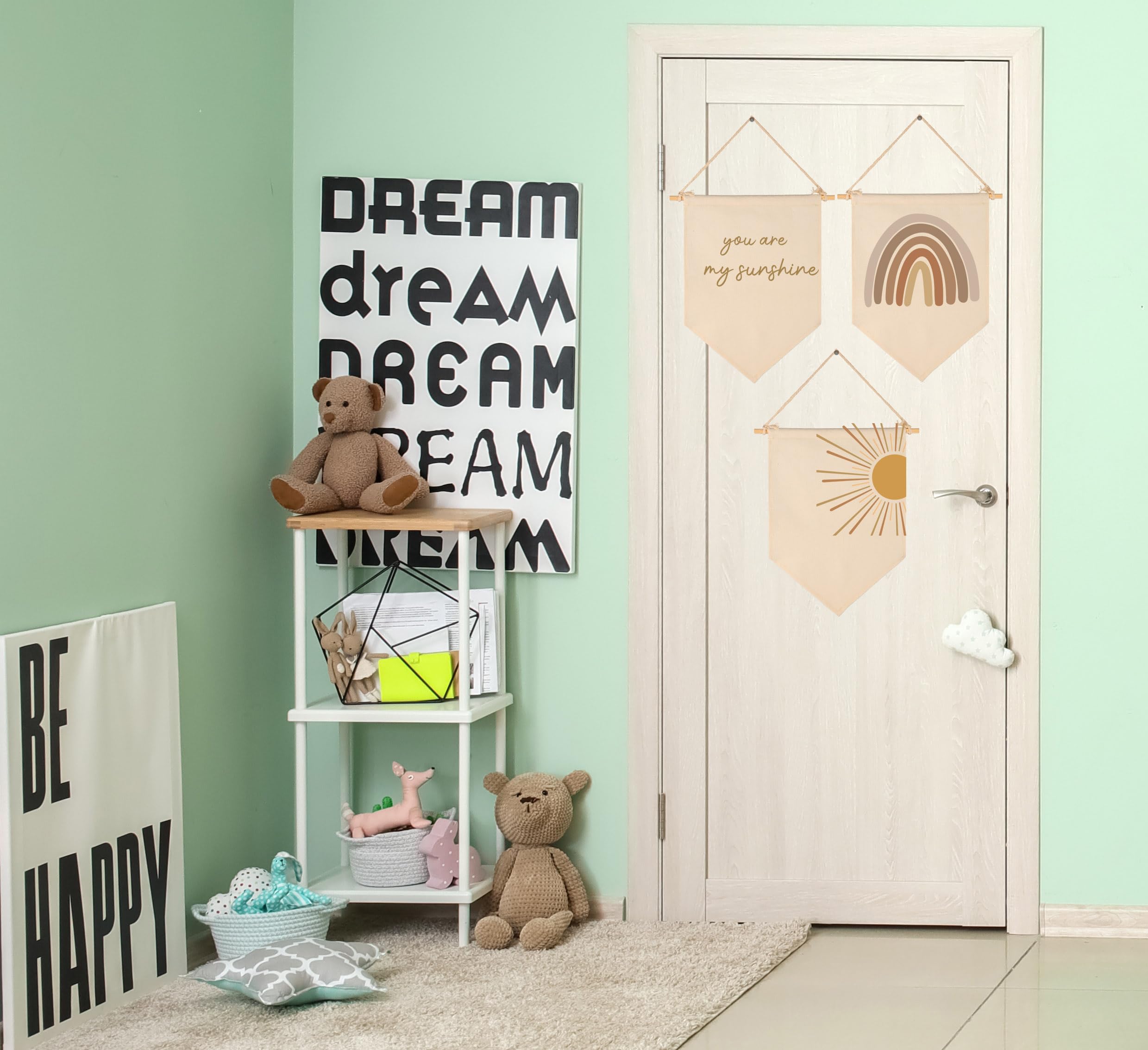 GEANHIL Beige canvas banners suit living spaces and playrooms for a soft touch.